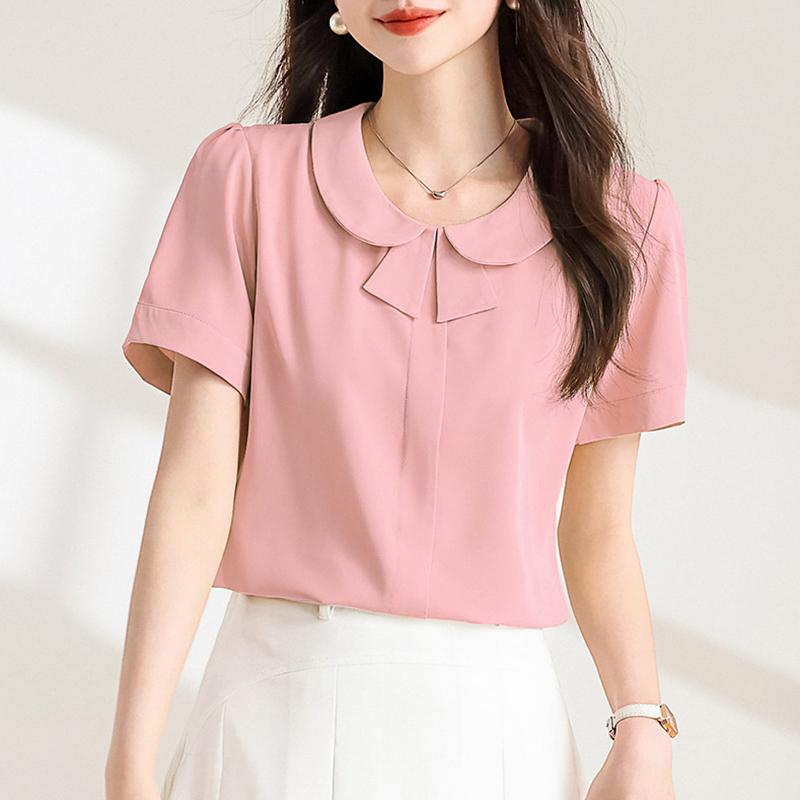 VONDA Женская повседневная свободная блузка с круглым вырезом и коротким рукавом