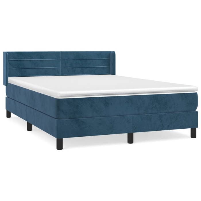 Maison Exclusive - Sommier à lattes de lit et matelas Bleu foncé 140x190cm Velours