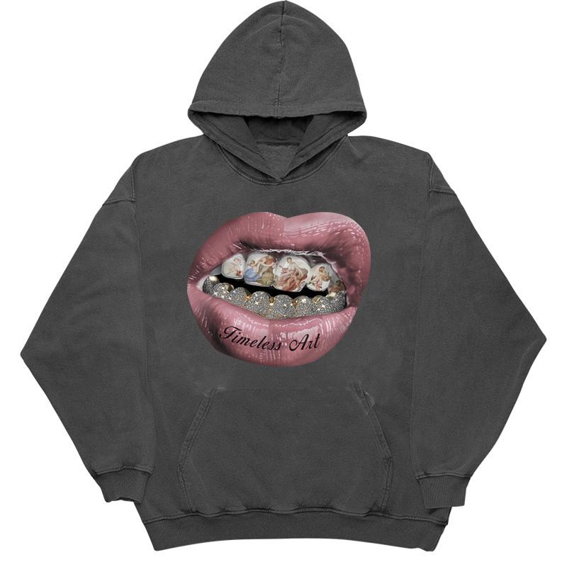 High Street Y2K Hooded Sweatshirt Aesthetics Graphic Print Grunge Goth Oversized Hip Hop Hoodie Sweatshirt Vintage Punk Pullover