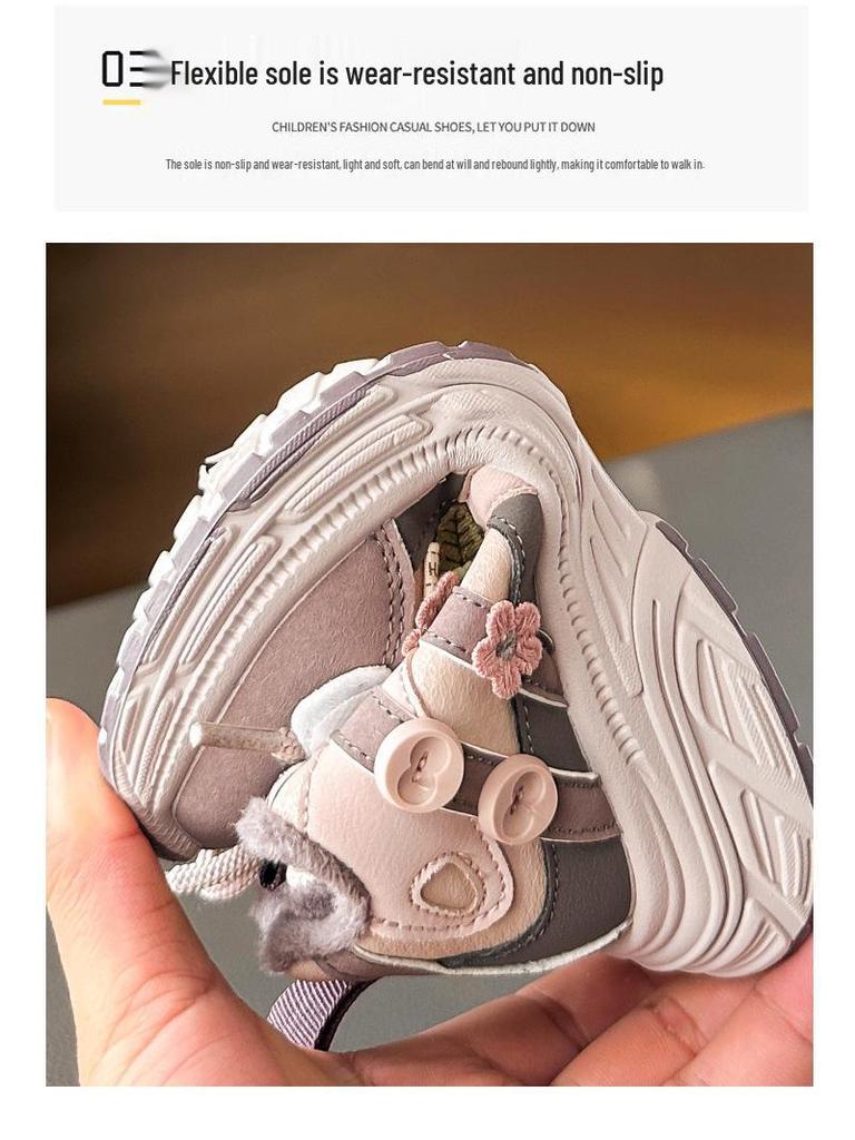 Зимние бархатные кроссовки для детей 2025 года - Корейский стиль для девочек