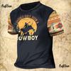 Western Cowboy Shirt Men's T-shirt 3D Denim O Neck Cotton Short Sleeve Tops Summer Oversized Vintage Streetwear Casual Clothing