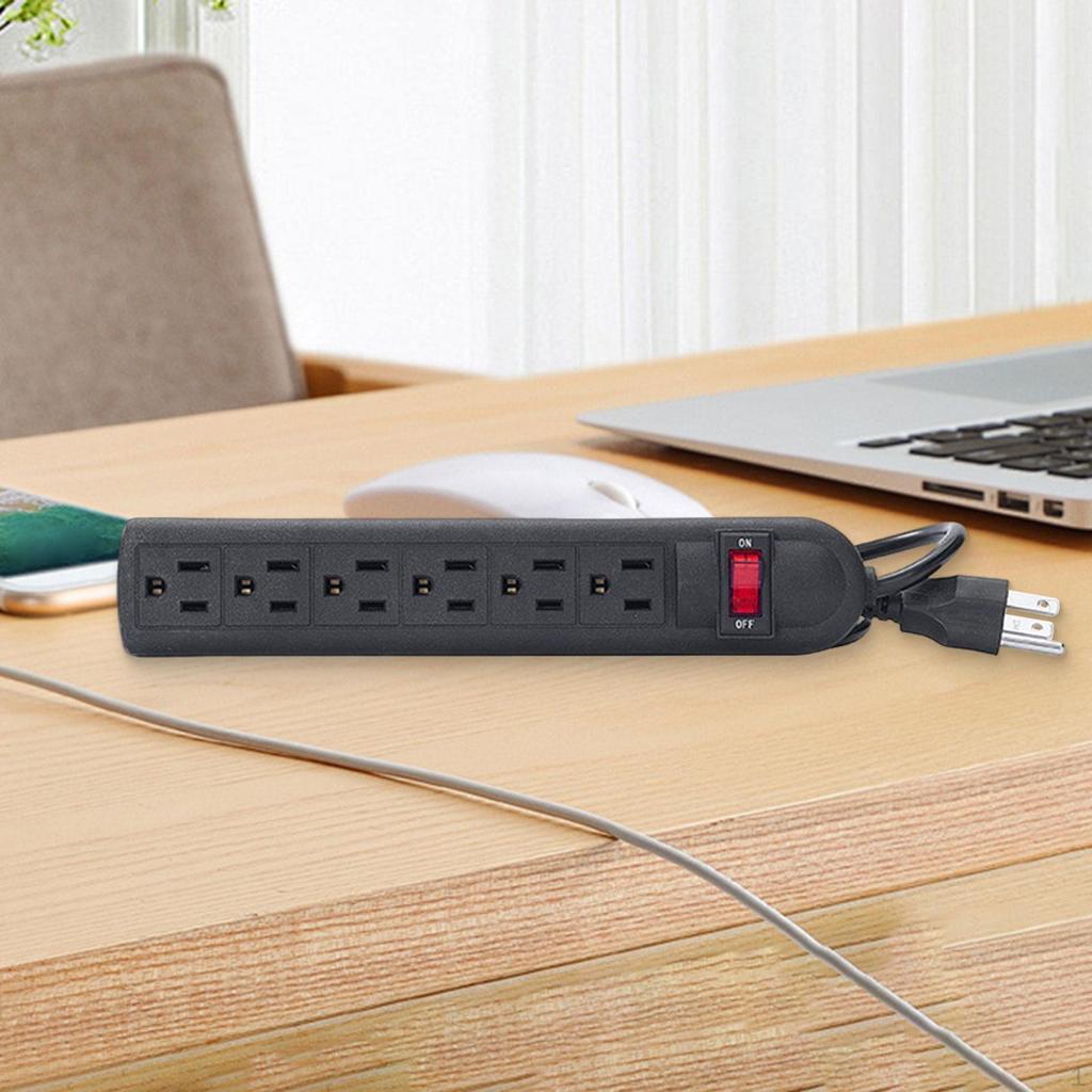 Удлинитель на 6 розеток с плоской вилкой, простой в использовании, портативный, с выключателем для гаража, бизнеса