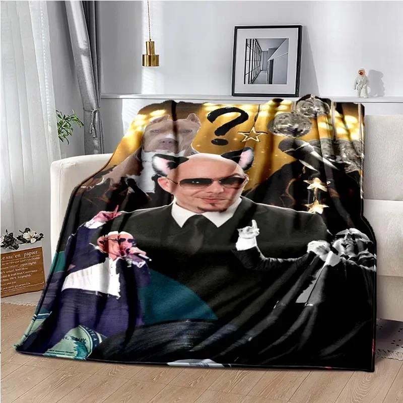 Плед Mr 305 Питбуль MR Worldwide Хиппи Постер Печатный Фланель Мягкий Плюш Диван Кровать Пушистый Плед