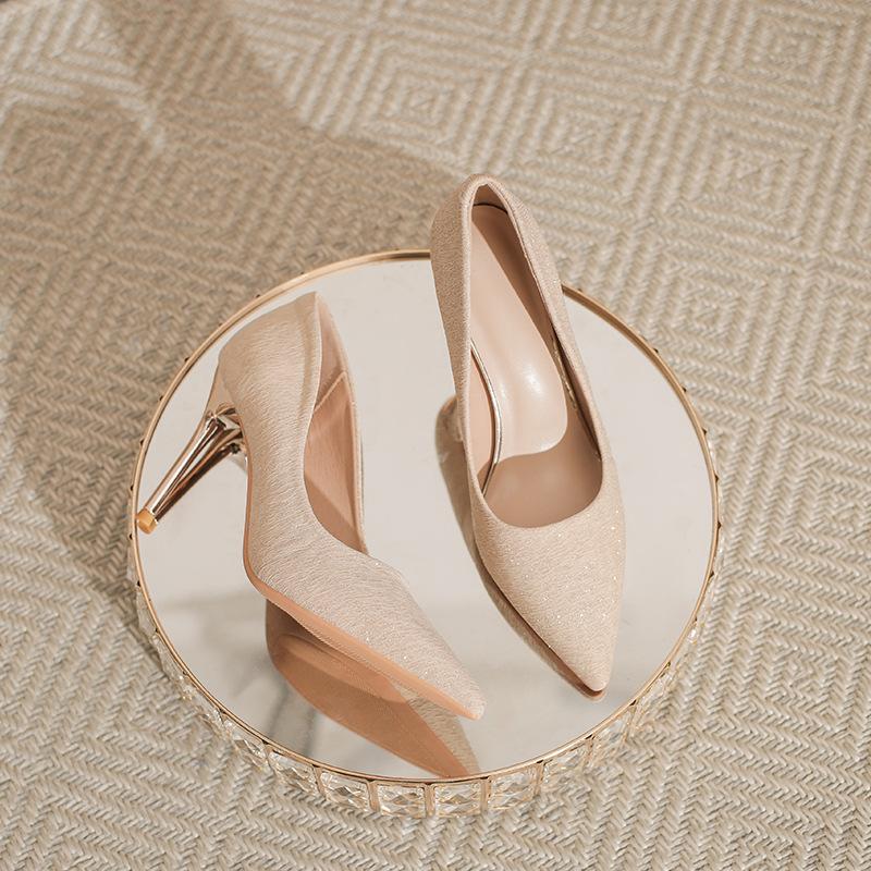 Французские красивые туфли на высоком каблуке женские шпильки новый темперамент свадебная обувь на каждый день обувь для подружек невесты основное свадебное платье не устаешь