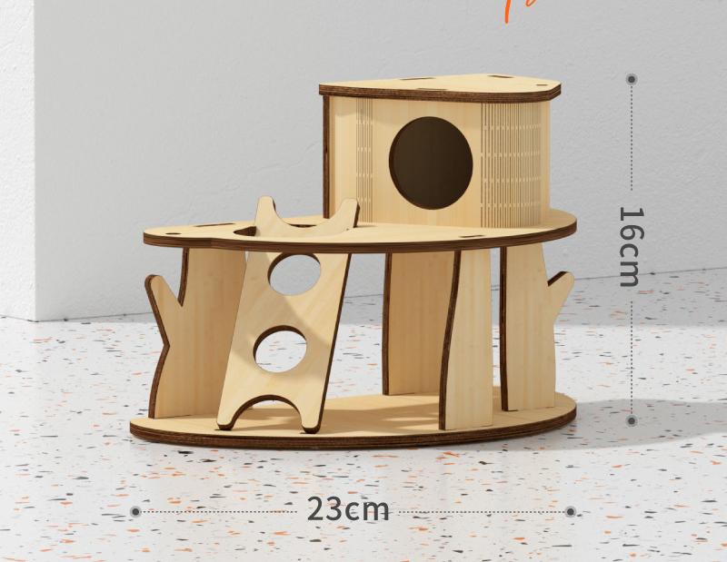 Трехслойная платформа, игрушка, хомяк, специальное убежище, деревянное гнездо, ландшафтные принадлежности, хомяк, забавная мебель, лестница для восхождения