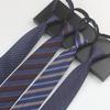 Business Zipper Men'S Work Meeting Banquet Host Easy Pull No Knot Stripes Professional Suit Gentleman'S Tie