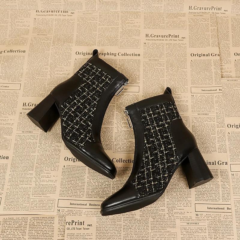 Ботильоны на высоком каблуке женские туфли с квадратным носком женские 2024 тренд зима новые челси снежные ботинки на молнии готические женские туфли сапатос