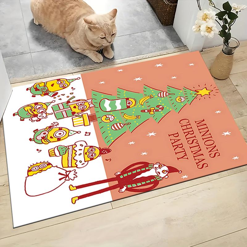 1Pc Christmas Minions Snowscape Carpet Rug Soft Washable Antislip Home Living Room Sofa Mats Personalized Christmas Rug