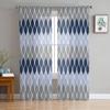 Геометрические серо-голубые занавески середины века для украшения гостиной, оконные занавески, тюль, вуаль, занавески из органзы для кухни