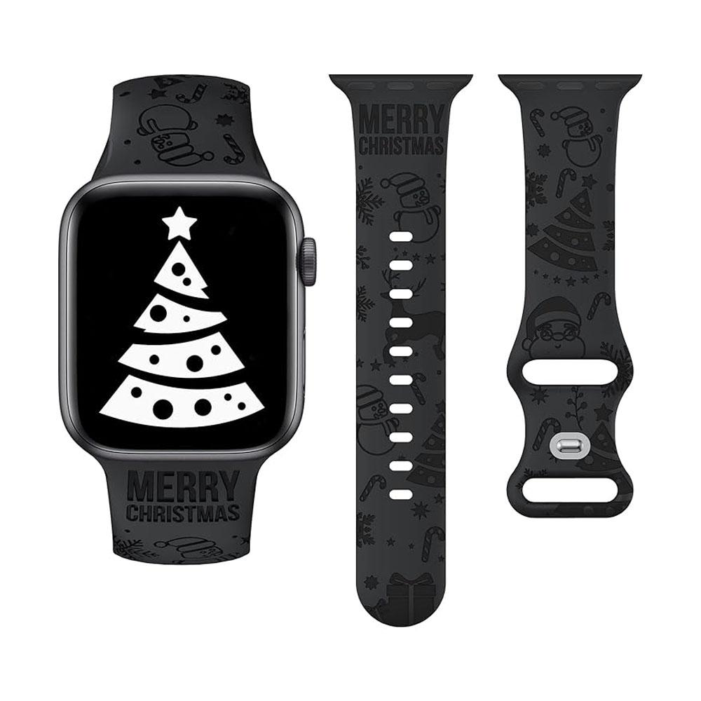 Рождественский ремешок Для ремешков Apple Watch 49мм 46мм 45мм 44мм 42 40мм Гравированный Браслет correa IWatch Серии 11 10 SE 9 8 7 Ultra2 3