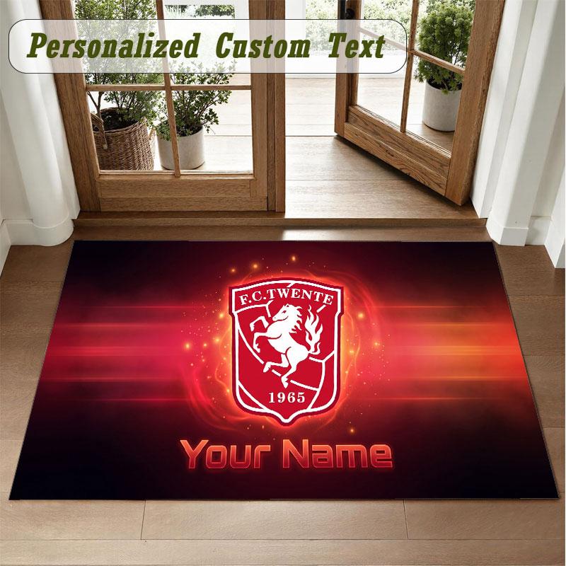 Crystal Velvet Square Rug Custom NameFC Twente Pattern Non Slip Home Floor Decor Rug