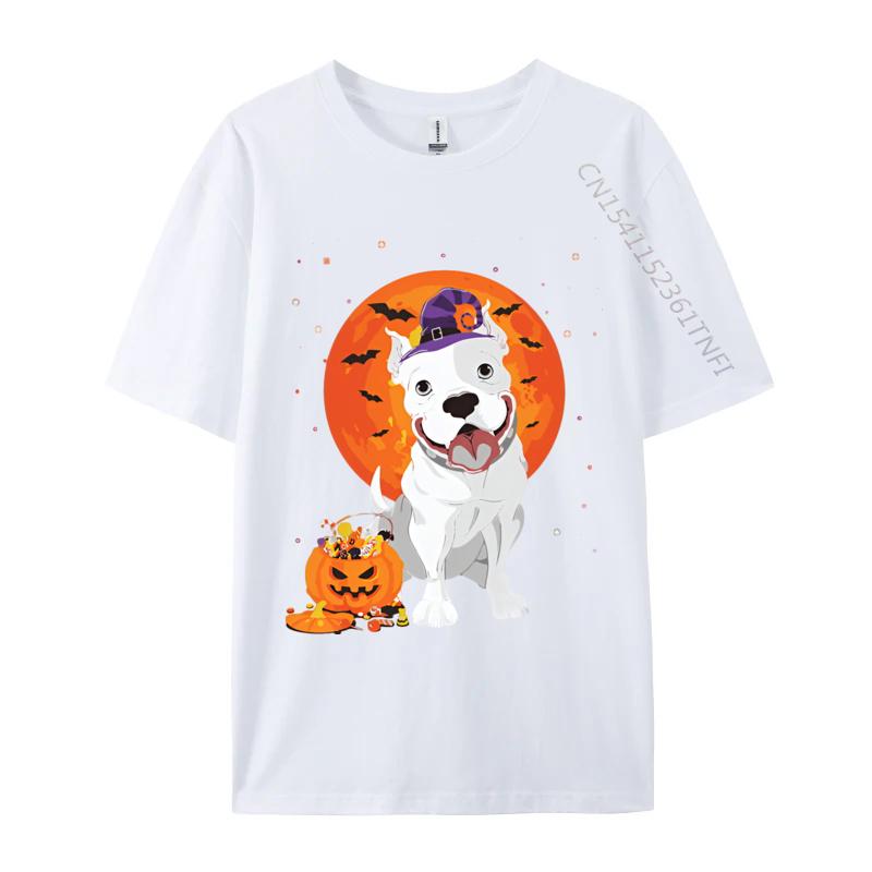 Pitbull Halloween Costume Pumpkin T Shirts Print Tee Shirts Men Casual Plus Size Oversize Printed Tshirt