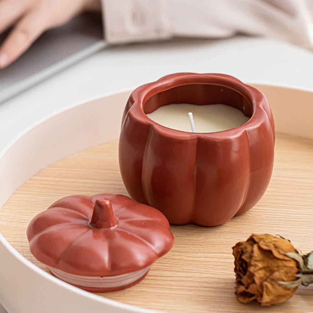 Контейнер для изготовления свечей с ароматом тыквы, керамическая банка для свечей с крышкой, 3D-подсвечник в виде растения, подсвечник своими руками, домашний декор, хранение ювелирных изделий, подарки на день рождения