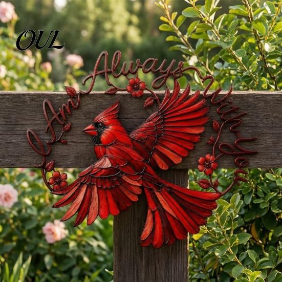 Hollow Bird Wall Art Metal Red Decoration, Sculpture, Ornament Shape Hanging for Living Room Home Office Decoration