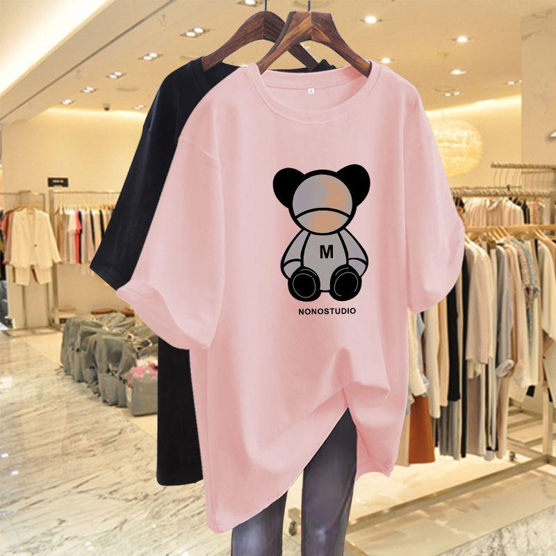 Summer Cartoon Printed O-neck Vintage Short Sleeve Top Tee Women Clothing 100% Cotton Loose High Street T-shirt