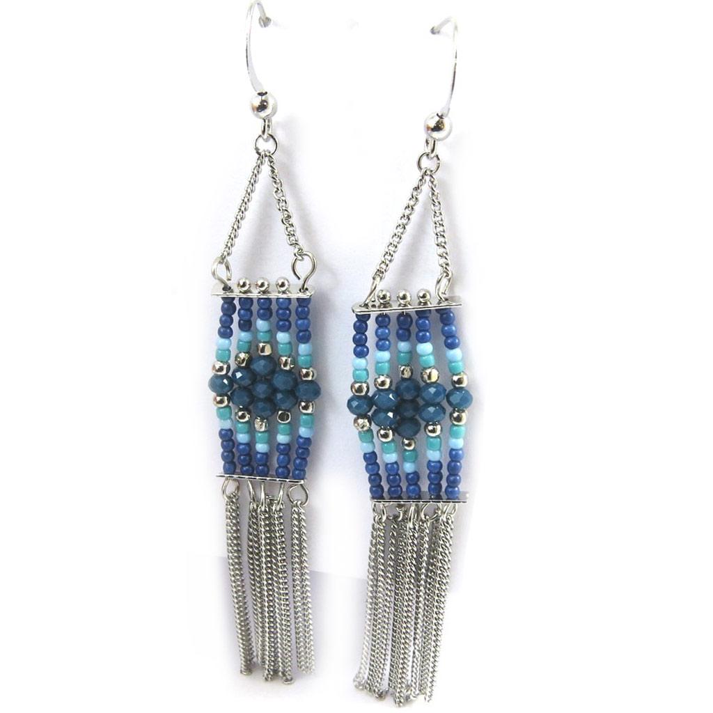 Les Trésors De Lily [N3145] - Серебристо-синие дизайнерские серьги «Алтай»