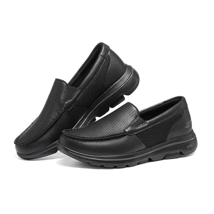 Skechers Go Walk 5 Слипоны Низкие Кожаные Обувь для ходьбы Мужские кроссовки Черный 216023-BBK
