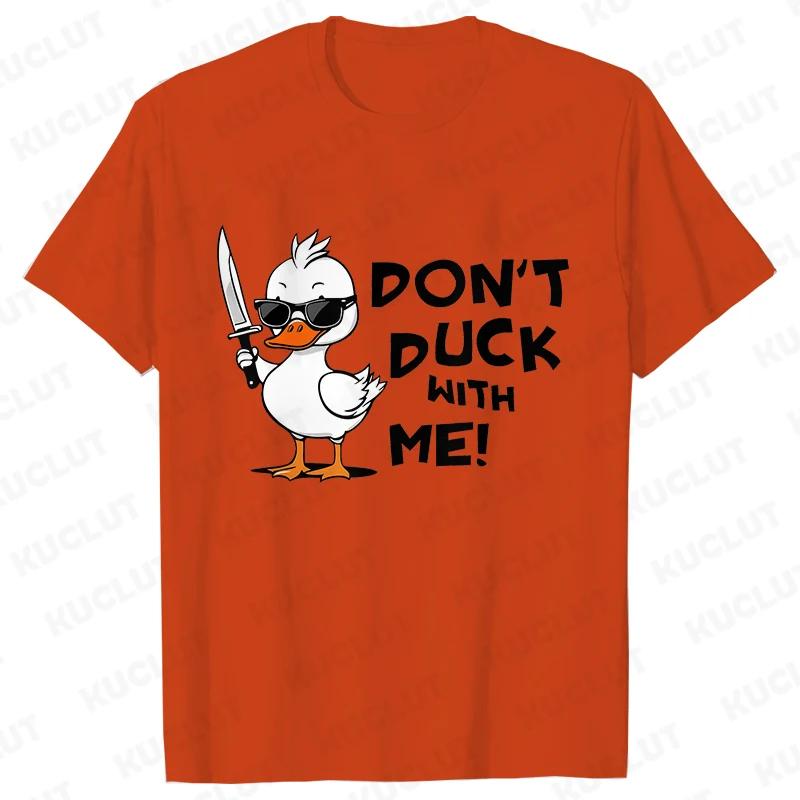 Summer Men's Fashion T-shirts Duck with Knife Print Men Casual Tee Shirts Short Sleeve Round Neck Tops Harajuku Streetwear