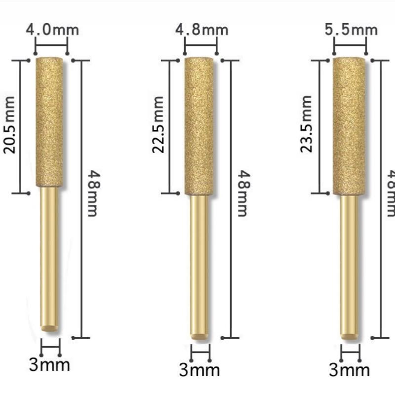 Цилиндрический бор с золотым алмазным покрытием 4-5,5 мм, точилка для цепной пилы, напильник, заточка цепной пилы, резьба, шлифовка, набор электроинструментов