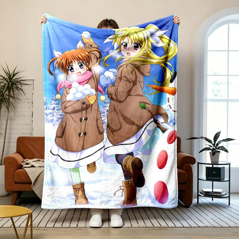 Magical Girl Nanoha Soft and comfortable flannel Suitable for sofas living rooms outdoor camping travel and also makes a great anniversary gif