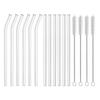 12-Pack Reusable Glass Straw,Size 8.5''x10 MM,Including 6 Straight and 6 Bent with 4 Cleaning Brush- Perfect For Smoothies, Tea,