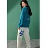 Li Ning Sports Fashion Series Logo Embroidered Group Print Loose Hoodie Unisex Hoodie Space-Blue AWDR471-2