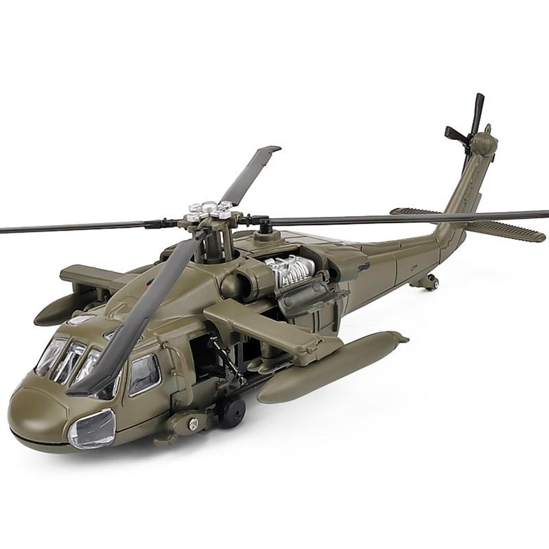 1/64 UH-60 Hawk Utility Helicopter Alloy Airplane Model Simulation Metal Flying Model Toy Sound and Light Kids Gift