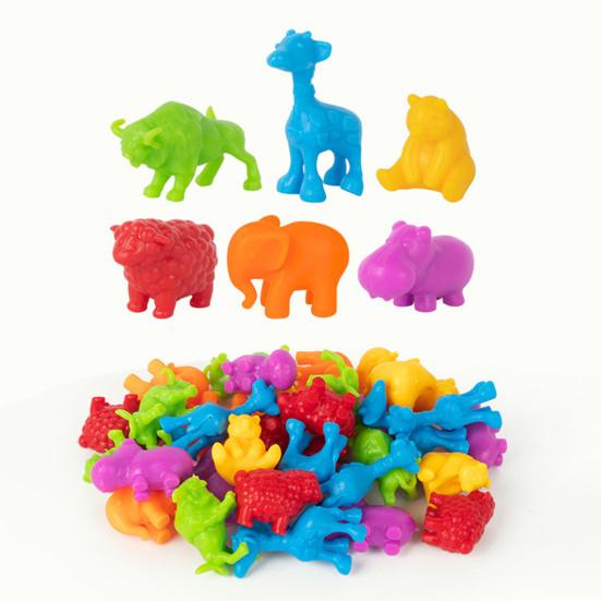 1 набор игрушек для подсчета животных с мисками, пинцетом, мультяшным динозавром, игрой на подсчет и сортировку цветов для малышей, мальчиков и девочек, обучающей игрой для дошкольников