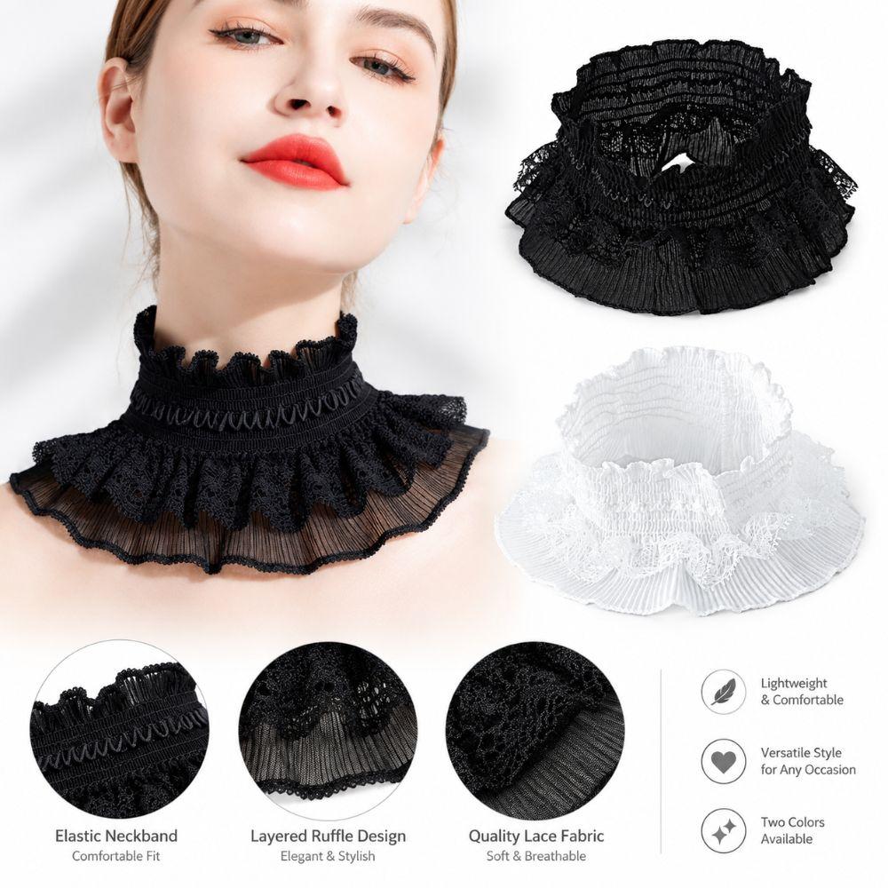 Ruffle Trim Lace Collar Detachable Wrist Cuffs Clothing Accessory Neck Ruffles Sweater Match
