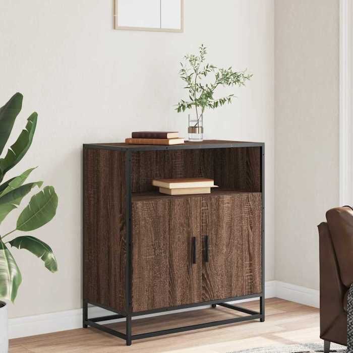 VidaXL Buffet chêne marron 68x35x76 cm bois d'ingénierie, armoire de rangement, meuble d'entrée, meuble d'appoint, meuble de 849003