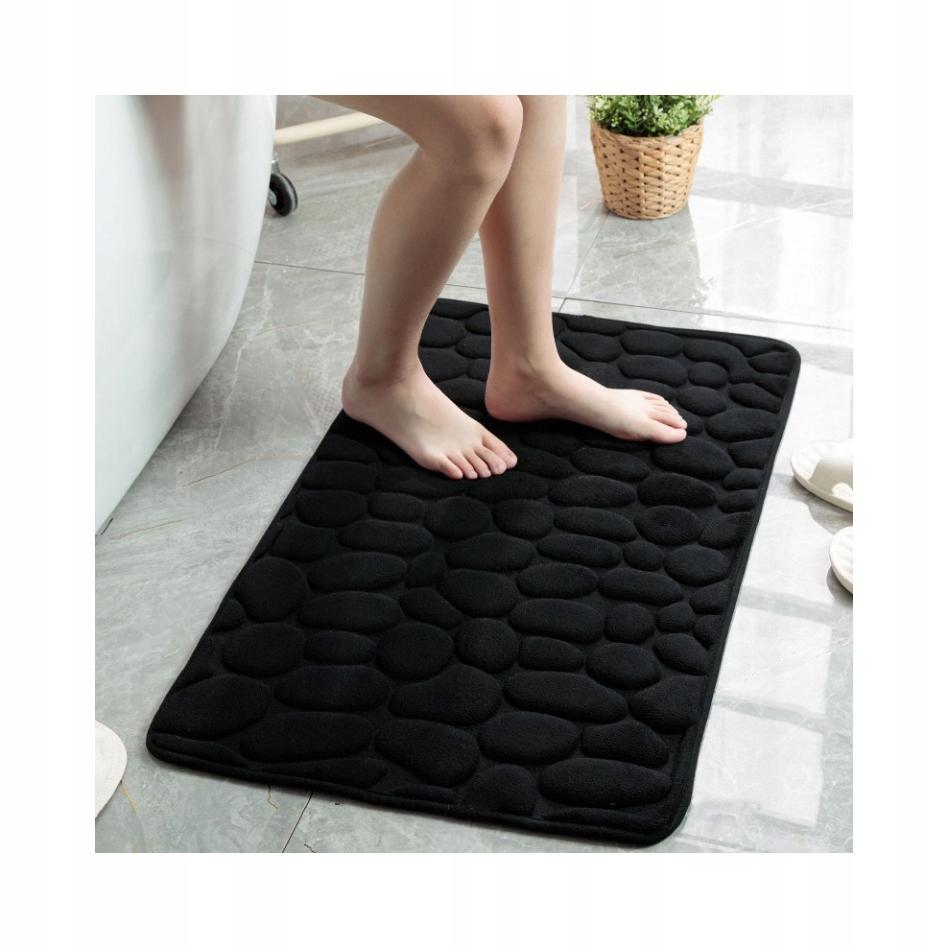 Bathroom Mat Anti-Slip Memory Foam Stones Mat Thick Gray