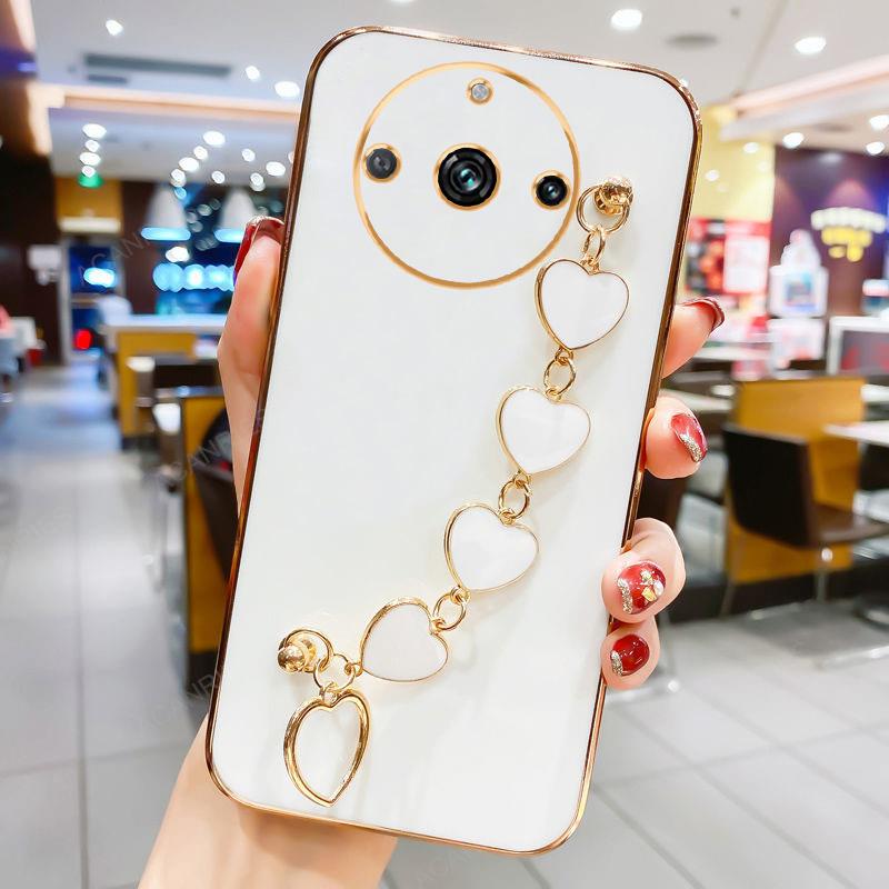 Realme11 Роскошный чехол-цепочка с сердечком и покрытием Love для Oppo Realme 11 10 Pro Plus 4G 5G Силиконовый чехол для Realme10 11Pro