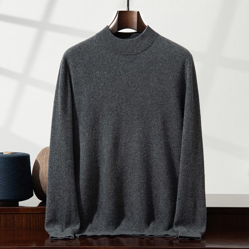 2025 Autumn/Winter Luxury Business Casual Men's Lightweight Warm Solid Half-High Collar Sweater