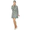 Womens Classic Long Sleeve Floral Dress Gray Skater Dress