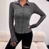Knitting Cardigan Lapel Long Sleeve Single Breasted Knitting Coat Women Solid Color Slim Fit Outwear Knitwear