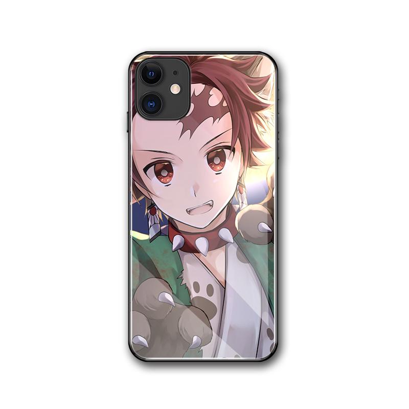 Чехол для Iphone 14 Demon Slayer Kimetsu No Yaiba, закаленное стекло в стиле аниме, чехол для Iphone 6 7 8 14 Plus X Xs Xr 11 12 13 14 Pro Max