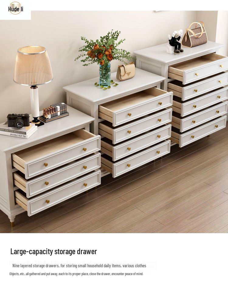 Solid Wood Retro Chest of Drawers: Bedroom & Living Room Storage Cabinet