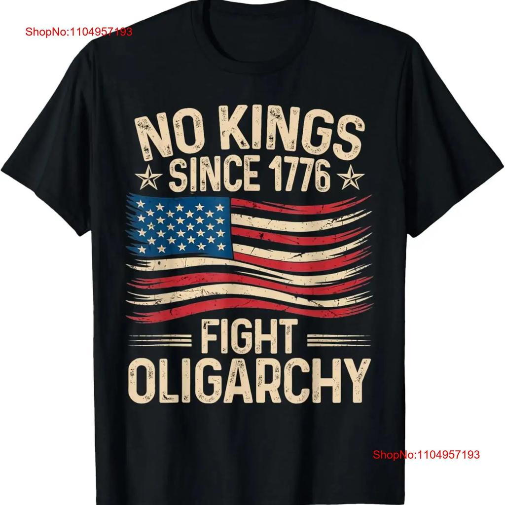 No Kings In America Since 1776 Fight Oligarchy Patriotic T Shirt vintage Washed Versatile Soft Casual fashion Stylish homme