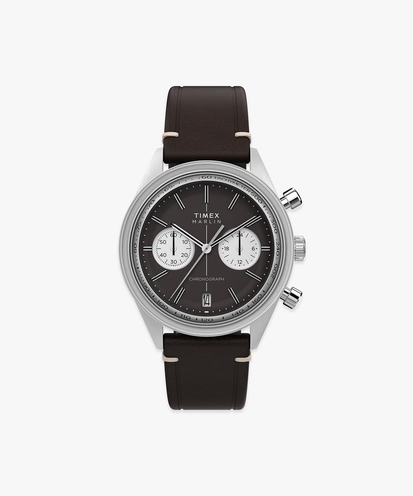 Taimaegseu Merlin Jet Quartz Chronograph Men'S Leather Watch 40Mm