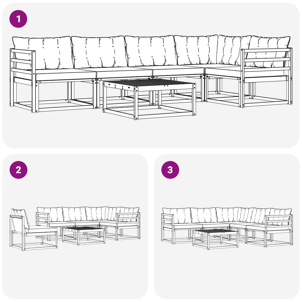 Outdoor Sofa Set 6 pcs White and Cream 79 x 79 x 37 cm