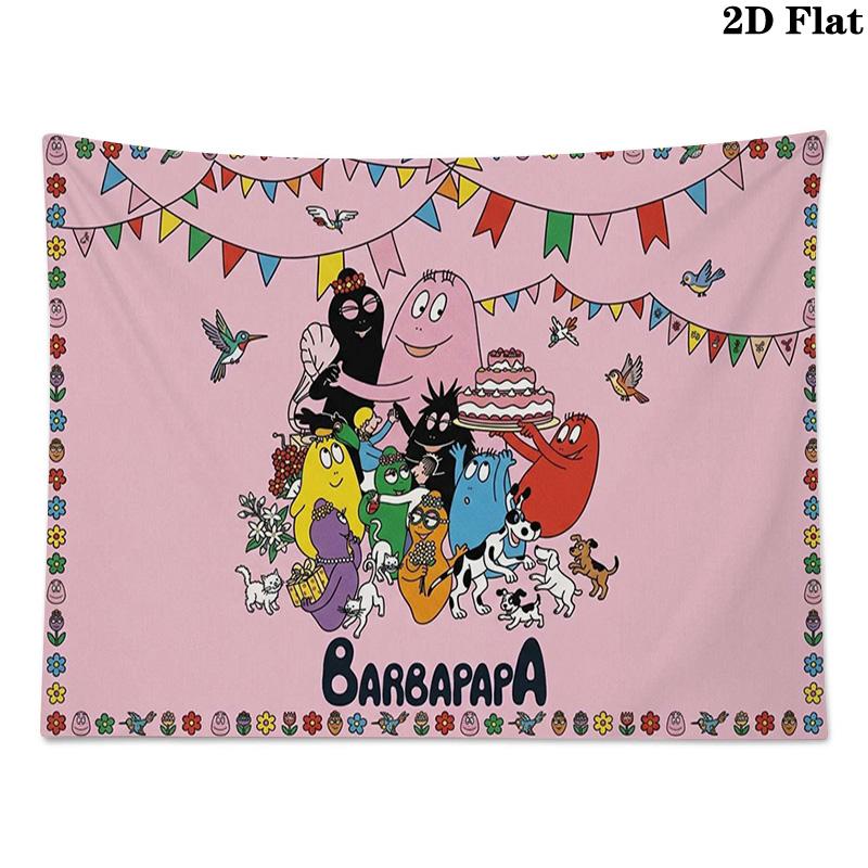 Barbapapa Wall Tapestry Aesthetic Wall Hanging Printed Fabric Blanket Decorative Tapestries for Bedroom Living Room Home Decor