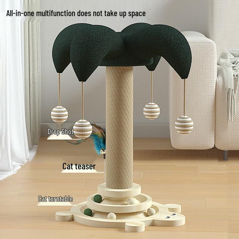 VZZS Vertical Cat Scratching Post with Interactive Toy Base