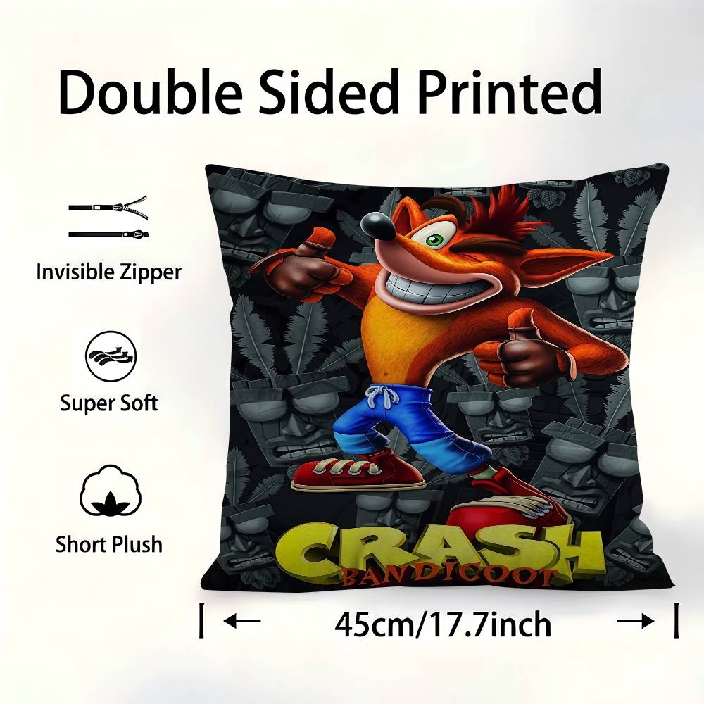 1 шт. Наволочка для подушки с игрой Crash Bandicoot, чехол для декоративной подушки в машину, для дивана, автомобиля, Рождественский подарок