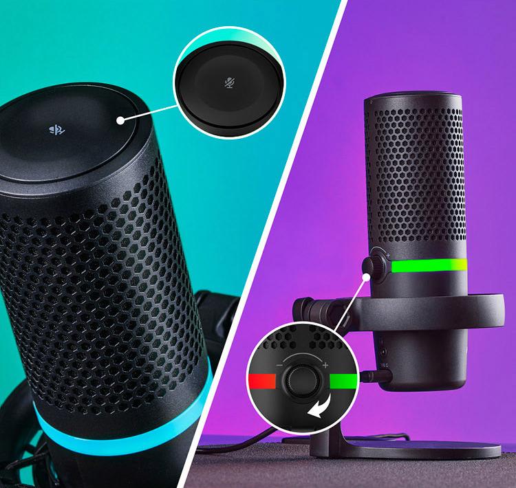 HYPERX DuoCast — USB-конденсаторный микрофон RGB для ПК, PS4, PS5 и Mac, антивибрационный амортизатор, 2 диаграммы направленности, поп-фильтр, регулировка усиления, игровой микрофон