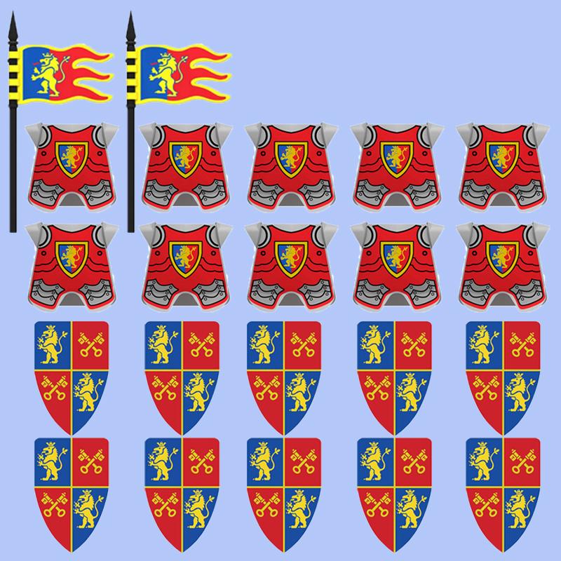 MOC Средневековые Строительные Блоки Персонаж Рыцарь Воин Набор Аксессуаров Шлем Наплечники Щит Лук Стрела Кирпич Подарок Игрушка X022