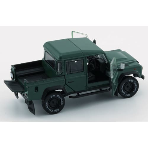 BM CREATIONS 1/64 Scale Land Rover Defender 110 Pickup 2016 Green RHD Finished Product