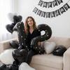 32 inch black digital balloon set 0-9 with colored felt ball decoration for decorating birthday parties and anniversaries