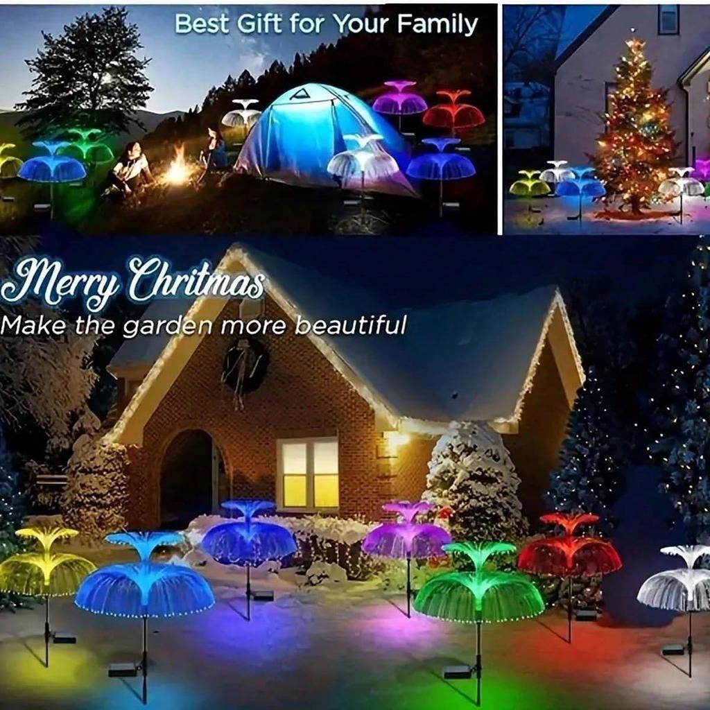 Солнечный светильник в виде медузы, водонепроницаемый, 7 цветов, градиент, одинарная и двойная медуза, солнечный садовый светильник, декоративный садовый светильник