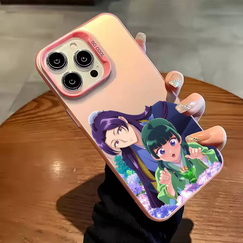 Чехол для телефона 'Дневники Аптекаря' Маомао Для iPhone 17 16 15 14 13 12 11 Pro Max Plus Серебристый конфетный Матовый чехол