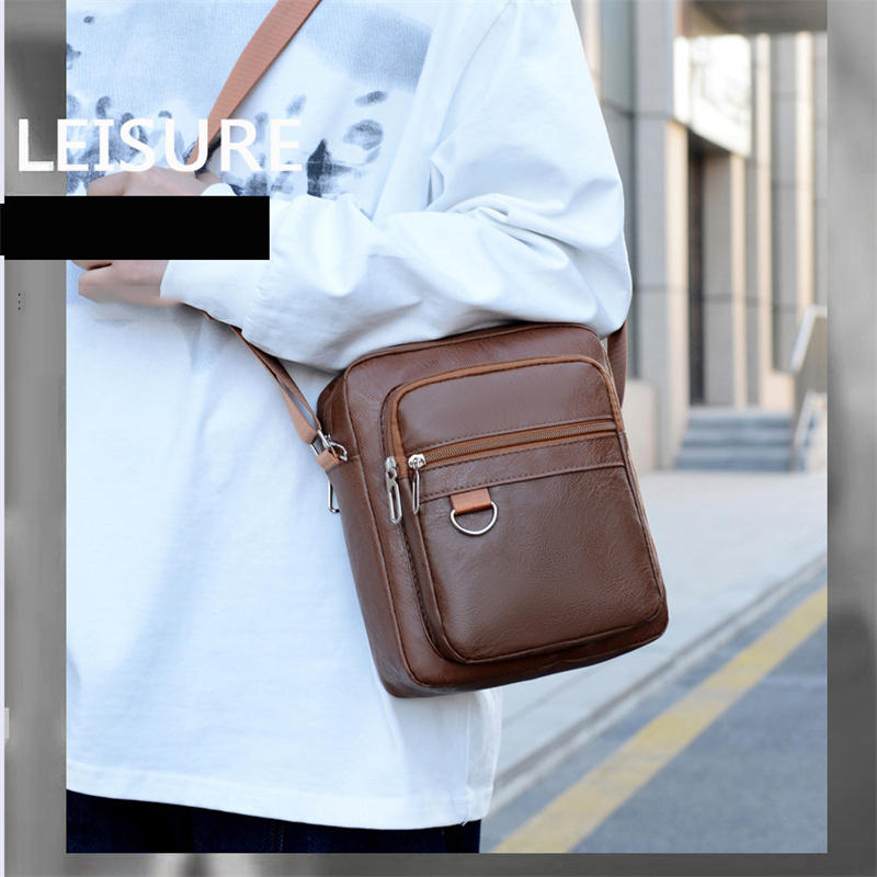 Многослойная деловая кожаная сумка через плечо для мужчин, легкая дорожная повседневная сумка-мессенджер